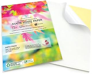 Evergreen Goods 30 Sheets A4 Matte White Sticker Paper Label | Inkjet & Laser Printable | Quality Self-Adhesive Sticky Back | Make Stickers at Home, Product Labels | Cutting Machine Compatible