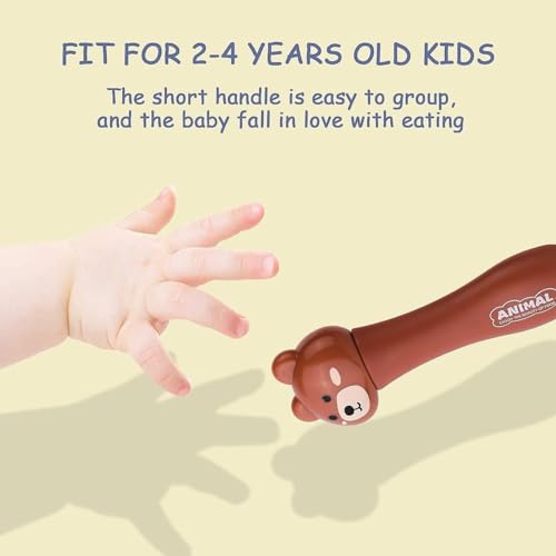 Image of Baby Self Feeding Spoon and Fork Set with Travel Case Stainless Steel Kids Cutlery Toddler Training Utensils Color as per Stock (Baby Self Feeding Spoon and Fork Set)