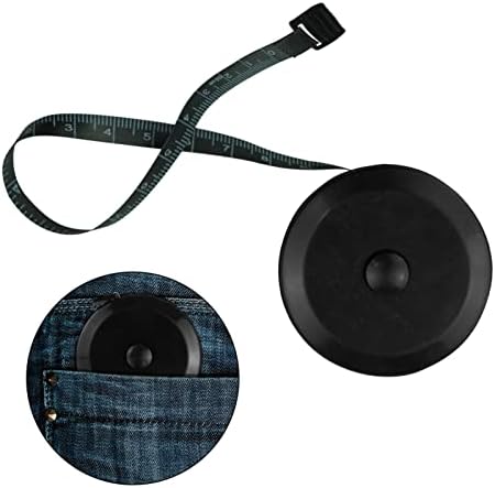 Pack of 2 Retractable Round Black Dual Sided Body Measuring Tape/Ruler Sewing Cloth Tailor Tape Soft Tape, 60inch and 150cm Double-Sided Sesign Black