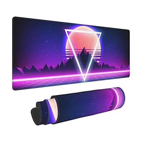 Echoserein Retro Vaporwave Gaming Mouse Pad Cool Desk Mat Synthwave Neon Large XL Long Extended Pads Big Mousepad for Home Office Decor Accessories, One Size Cover