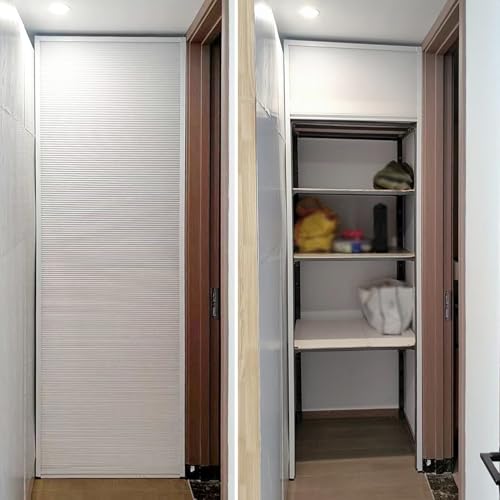 Puerta Corredera Plegable Puerta Armario Plegable Tipo Acordeón Sin Taladrar, Puertas Interiores Plegables Aluminio Apartamentos, Lofts, Separador Privacidad Corredizo(W60xH95cm/23.6x37.4')