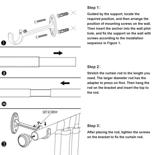Urline Ball Caps Curtain Rod,Retractable Curtain Rods For Windows 18 To 36 Inch,Curtain Rod With Classic Round Finials, Including Curtain Rod Mounting Bracket, Silver. #TOP3