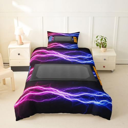 Videospiele Bettwäsche Sets 155x220,Kinder Teen Jungen Gamer Bettbezug Lightning Decor Bettwäsche Bettbezug Set Schlafzimmer Dekor Gaming… – Ansicht 1