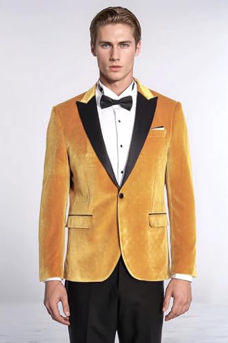 ORBITRAY Mens Velvet Blazer Sport Jacket Slim Fit Jackets for Men Formal Business Blazer Wedding Groom Prom Dinner Party OB052