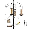 Urban Deco Deluxe Bird Feeding Station Kit Bird Feeder Pole Bird Feeder Hanging Kit Multi Feeder Hanging with Metal Suet Feeder Bird Bath Mesh Tray for Attracting Wild Birds and Planter Hanger