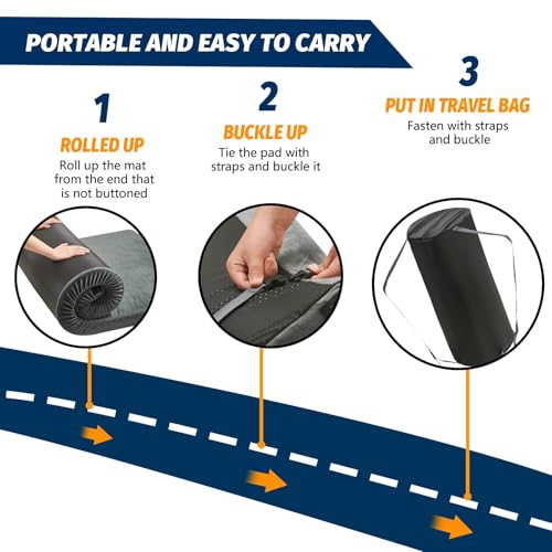 Image of CYMULA Memory Foam Camping Mattress Pad, Sleeping Mat, Portable Roll Up Mattress for Adults, Camping Bed Pads for Sleepover, Car Bed with Travel Bag