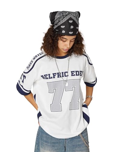 Aelfric Eden 77 Football Jersey Oversized Graphic T Shirts Short Sleeve Color Blocking Number Print Tee2