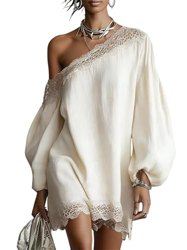 White Lace Trim Off The Shoulder Dress