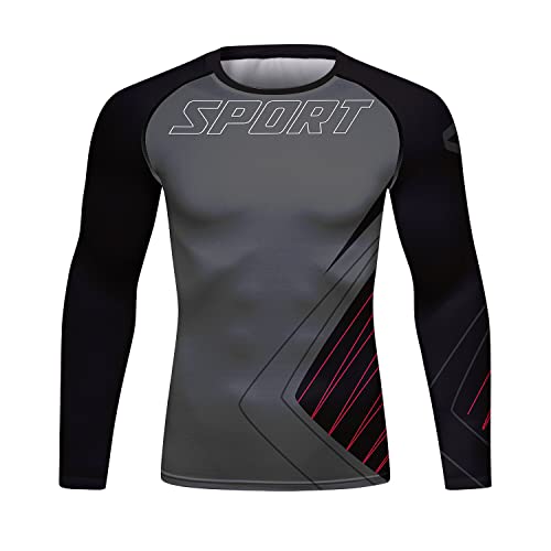 Red Plume Men's Compression Sports Shirt Cool 3D Bat Long Sleeve Tee