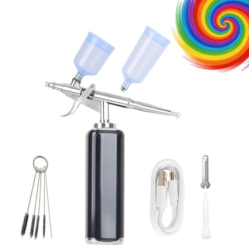 Image of High air Flow Airbrush Kit,Portable Airbrush Compressor, Rechargeable Cordless Airbrush, Mini Air Brush, Handheld Airbrush Gun for Barber, Model Painting, Nail Art, Makeup, Tattoo