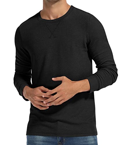 Sailwind Mens Waffle Crew Neck Casual T-Shirt Black thumb #1