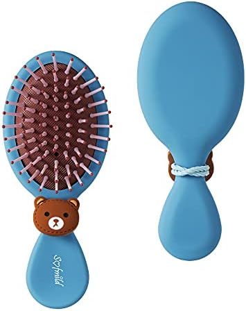 Hair Brush, Detangler Brush for Girls Boys Women Men Kids Wet Dry Hair, Mini Travel Detangling Brush for All Hair Types Glide Through Tangles With Ease for Smoothing Massaging Detangling, Blue