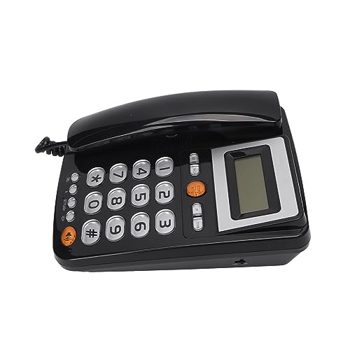 Ausla Schnurgebundenes Telefon mit Großen Tasten für Senioren, Einstellbare LCD-Helligkeit, One-Touch-Kurzwahl-Festnetztelefon mit Lautsprecher, Schwarzes ABS-Material, Freisprechen, Einfach zu