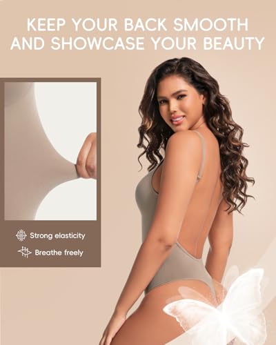 Image of Backless Thong Shapewear for Women with Tummy Control, Seamless Sculpting Bodysuit for Workouts and Daily Wear
