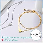 ChainsPro Womens S925 Sterling Silver Adjustable Anklet, Heart/Moon/Handcuff Ankle Bracelet,Summer Foot Jewelry, Stainless Steel/Gold Plated(Send Gift Box) - Image 5