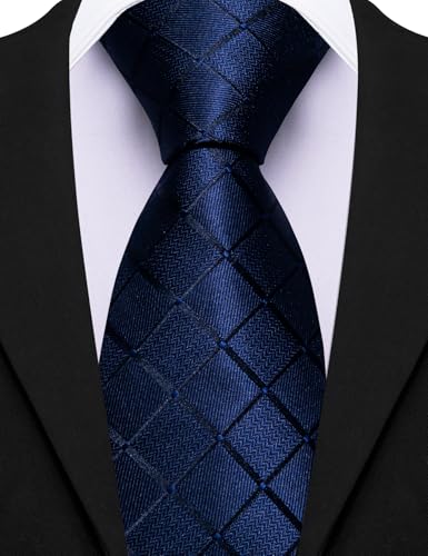 Image of Barry.Wang Mens 6 PCS Ties Silk Striped Paisley Check Floral Necktie Silky Woven Wedding Business Party Ties 3.34 inch