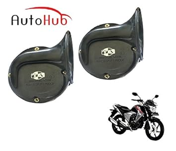 Auto Hub Trumpet Bike Horn for Honda CB Unicorn Dazzler - Set of Two (Black)