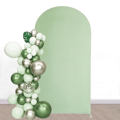 SINSSOWL 7.2 FT Arch Backdrop Cover Spandex Arch Cover Fitted Wedding Arch Backdrop Fabric Cover for Reception Bridal Shower Birthday Party Gender Reveal Backdrop Decoration (Sage Green)