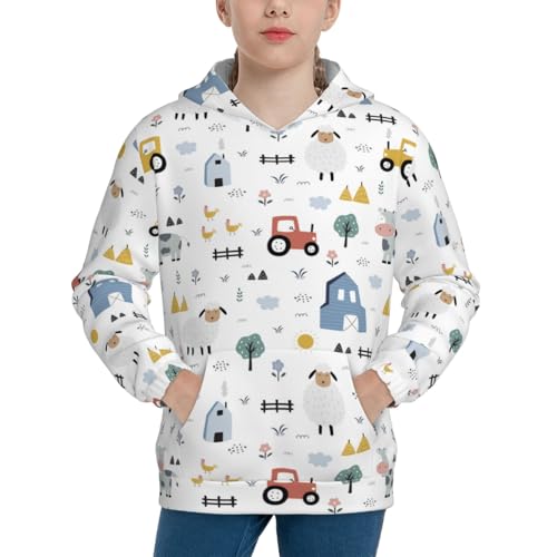 Cute Sheep and Cows Kids Pullover Hoodies Boys Sweatshirts Girls Athletic Clothes with Pocket