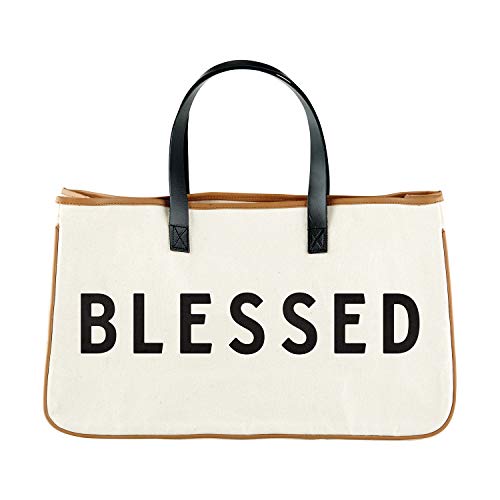 Bolsa de lona y cuero para mujer Faithworks, bolso grande de 20x11 pulgadas