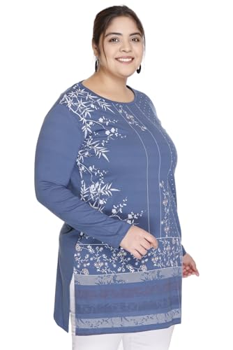 Image of Women Printed Full Sleeve Cotton Tshirt with Side Slits & Pocket | Small - 7XL Size