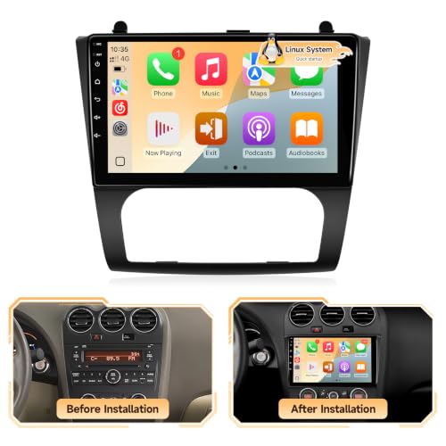 Leadfan Car Radio for Nissan Altima 2008 2009 2010 2011 2012 Linux Fast Boot Wireless CarPlay and Android Auto 9 IPS Touch Screen for Nissan Altima Bluetooth FM 1280P Backup Camera SWC