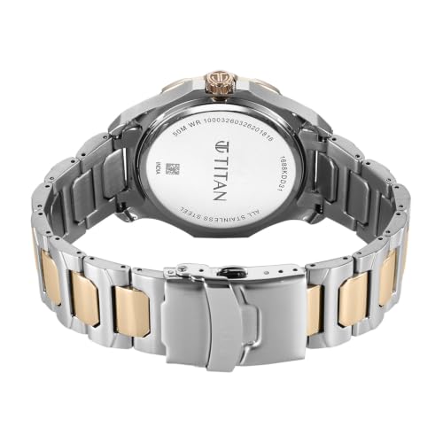 Image of Titan Regalia Opulent VI Men's Dress Watch with Two-Eye Multifunction Panda Dial and Steel Bimetal Strap
