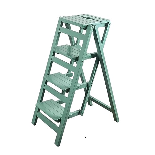 Escalera Plegable Escalera de taburete for adultos/escalera de mano/estante for plantas, taburete de madera portátil plegable de 4 escalones, antideslizante y liviano, capacidad de 330 libras Escalera