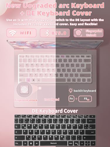 141-Zoll-Laptop-Pink-16-GB-RAM-512-GB-SSD-N150-Prozessor-bis-zu-36-GHz-2K-UHD-2160--1440-IPS-Display-Webcam-WLAN-beleuchtete-Tastatur-6000-mAh-Akku-tragbares-Studenten-Notebook - Sparfuchs24.io - Preisvergleich & Top Angebote Online