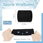 8 Pcs Sports Wrist Sweat Bands for Men & Women， Absorbent Wrist Sweatbands Tennis Wristbands, Elastic Wrist Bands for Sweat for Basketball Tennis Football Gym Running Working Out - Image 2