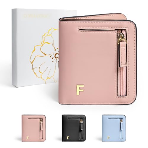 Image of COSHAYSOO Initial Teen Girl Wallets RFID Slim Wristlet Keychain Personalized Easter Basket Stuffers Birthday Gifts for 8 9 10 11 12 13 14 15 16 17 18 Year Old Teenage Girls, Pink Letter F