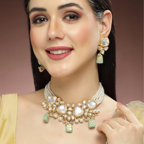 Image of Karatcart Polki Kundan Jewellery Set for Women