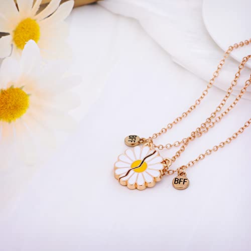 MJartoria BFF Necklace for 2-Daisy Best Friend Necklace Friendship Necklace Best Friends Forever Necklaces Valentines Day Gifts3