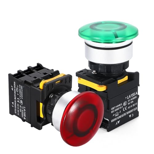 Commutateur bouton champignon 30mm 2NC momentané étanche pour panneau 24V 220V