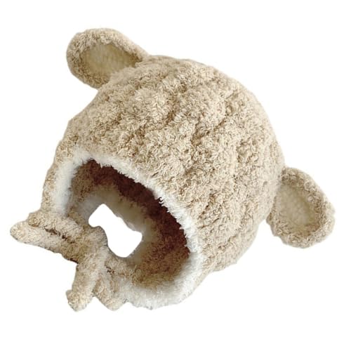Gorro de punto de dibujos animados para niños pequeños gorros de invierno beige cálidos