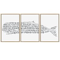SIGNWIN 3 Piece Framed Canvas Wall Art Animal Illustration Canvas Prints Home Artwork Decoration for Living Room,Bedroom - 16