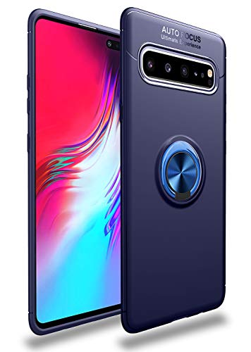SORAKA Case for Samsung Galaxy S10 5G with 360 degree rotation Ring Holder Soft TPU Slim Fit Case Samsung Galaxy S10 5G Case with Metal Plate for Magnetic Car Phone Holder Blue