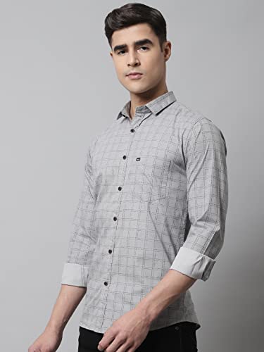 Image of Majestic Man Cotton Checkered Slim Fit Casual Shirt For Men