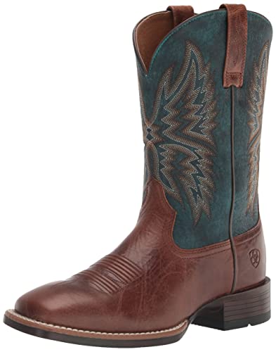 ARIAT Valor - Botas casuales de meter con punta cuadrada para hombre, hasta la rodilla, color azul y marrón, Bronceado oscuro/azul rocoso, 40 EU