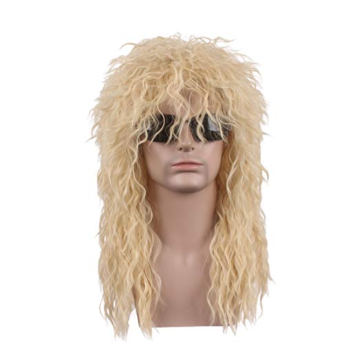 wildcos Long Blonde Curly hair Cosplay Wig for Men (Blonde)