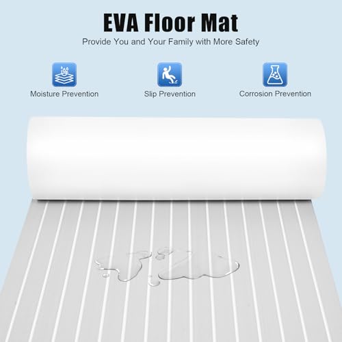 Suelo de espuma EVA autoadhesivo gris de 240x90 cm con diseño de teca para barcos 4