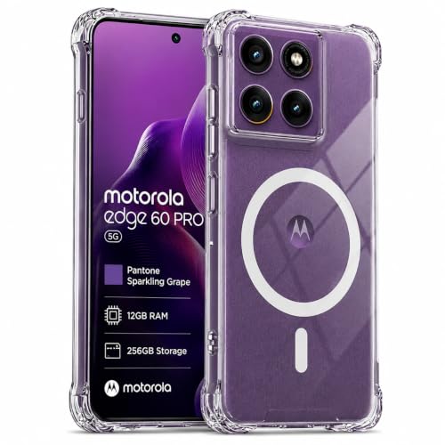 Image of Transparent Back Cover for Motorola Moto Edge 60 Pro 5G Cover Shockproof Side TPU Bumper & Back Pc Protective Magnetic Support Cover Case (Motorola Edge 60 Pro 5G)
