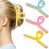 Tihebax Pencil Hair Clips, Teacher Hair Clips 3Pcs Teacher Appreciation Gifts Teachers Hair Accessories for Women Fun Metal Claw Clips for Back to School Students and Teachers