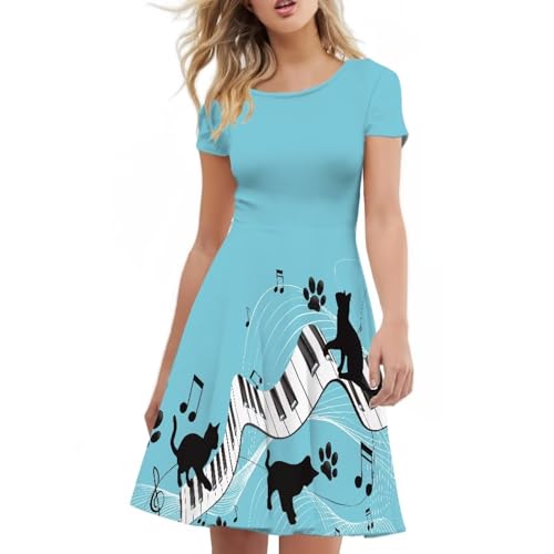 Image of Biyejit Women's Summer Casual Short Sleeve T-Shirt Swing Dress Crew Neck Plus Size S-4XL