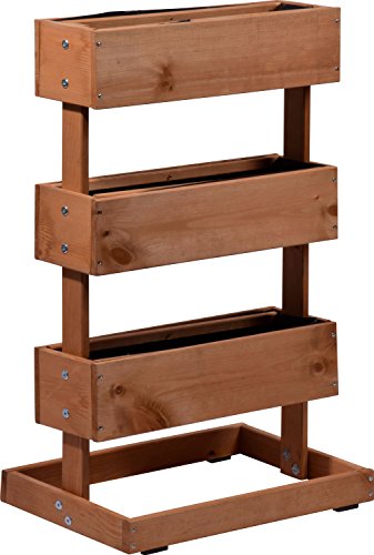 dobar® 58525e Vertikales Blumenbeet Dreistufig | Vertikales Hochbeet mit 3 Pflanzkästen | Vertikalbeet für Garten/Terrasse/Balkon | Blumentreppe inkl. Pflanzfolie | 49,5 x 30 x 78 cm | Braun