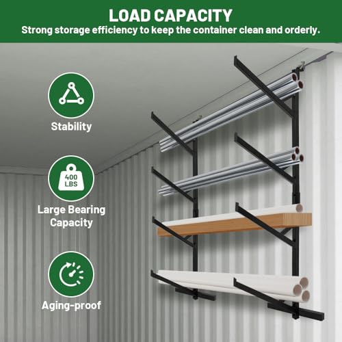 Yeeoy 4 Pack of 4 Tier Shipping Container Shelf, Shipping Container Pipe Rack, Hanging Type Heavy Duty Cargo Shelves, Powder Coated Steel Shelf Brackets for Trailer Containers, 18\" L x 64\" H