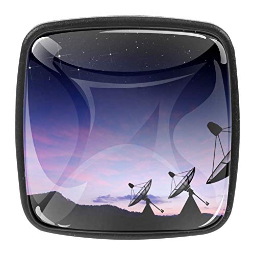 Schubladenknöpfe Sternenhimmel Satellitenschüssel Küchenschrank Griff Ziehgriffe quadratisch 4 Packungen für Schrank Schrank Kommode Tür