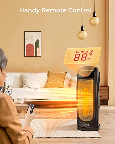 Syvio 19’’ Space Heater, 2S Fast Heating, 4 Modes, Portable Heater With Thermostat, 12H Timer, Remote, 70° Swing, Overheat&Tip-Over Protect, Electric Heaters For Indoor Use, Small Room Office Garage #TOP5