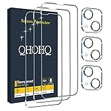 QHOHQ 3 Pack Screen Protector for iPhone 13 6.1' with 3 Packs Camera Lens Protector, Ultra HD Full Screen Tempered Glass Film, 9H Hardness, Scratch Resistant, Easy Install - Case Friendly