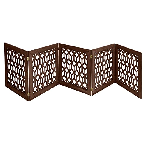 Wooden Freestanding Pet Gate 100 Inch 24 Panel Step Over Fence Expands